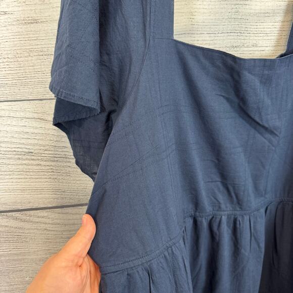 Free Assembly Plus Size Blue Short Sleeve Tiered Midi Dress Size XXXL - Picture 4 of 8